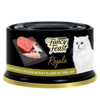 FANCY FEAST Adult Royale Seafood & Chicken Medley Glazed in Tuna Jus Wet Cat Food - 85G