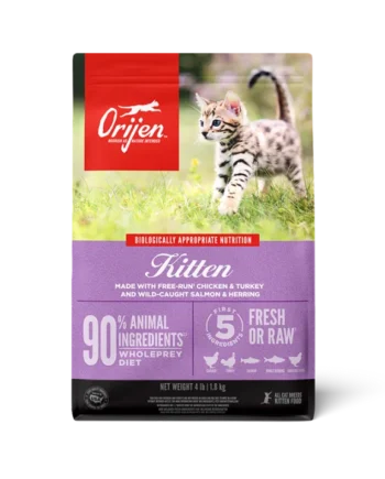 Orijen Cat Dry Food 90% Meat Content Grain Free Kitten Food High Protein for All Breeds Little Cats - 1.8KG