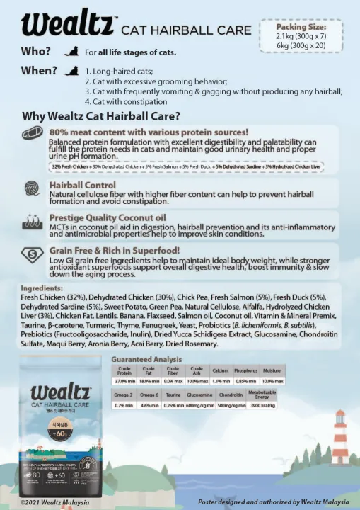 Wealtz Cat Dry Food Hairball Care - 6KG