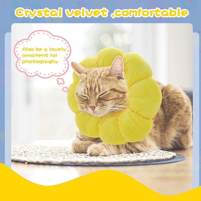 Pet Elizabeth Collar Surgery Anti-Lick Wound Healing Sunflower Cat Protective Neck Cone Recovery