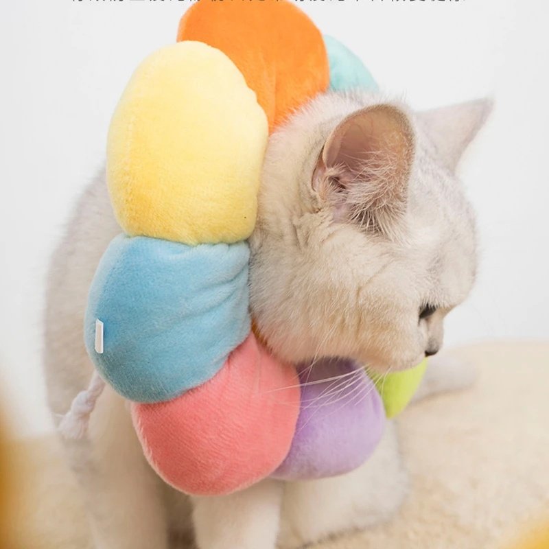Pet Elizabeth Collar Surgery Anti-Lick Wound Healing Sunflower Cat Protective Neck Cone Recovery